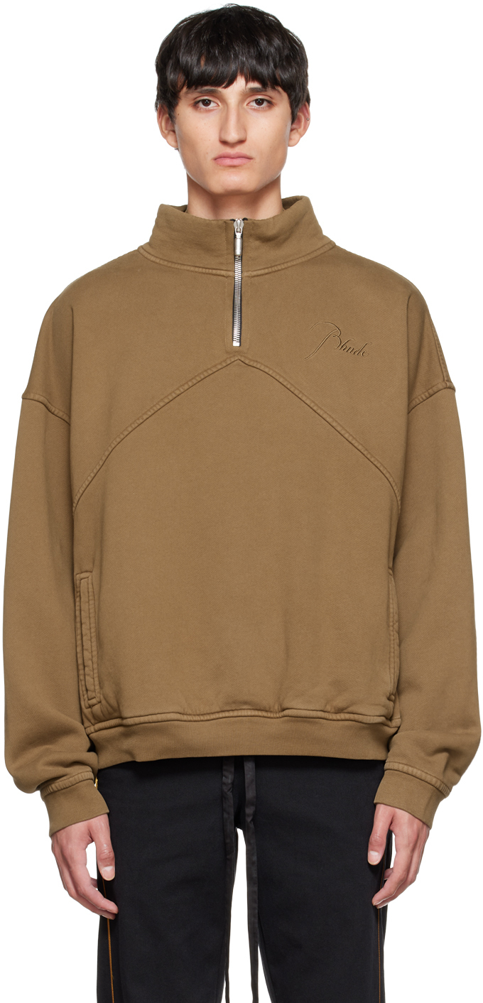 

Коричневая толстовка с молнией до половины Rhude, Коричневый