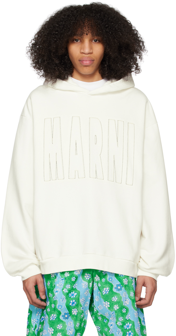 

Белый худи с вышивкой Marni