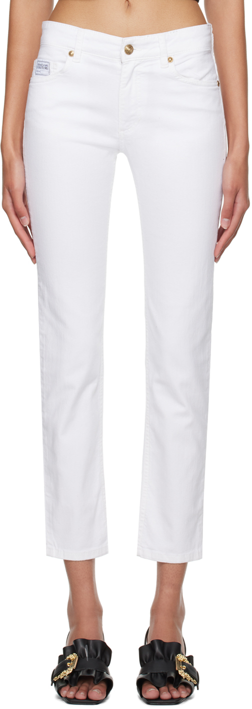 

Белые зауженные джинсы Versace Jeans Couture, Серый