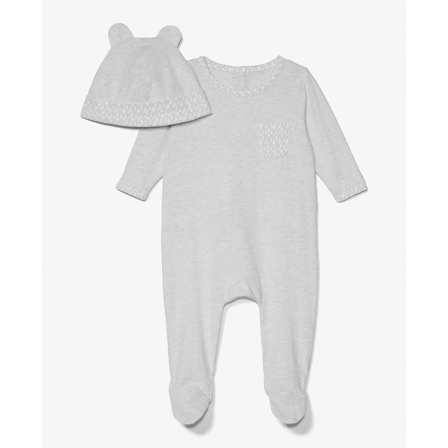 

Детский комплект Michael Kors Kids Cotton Onesie and Hat, 2 предмета, бледно-серый