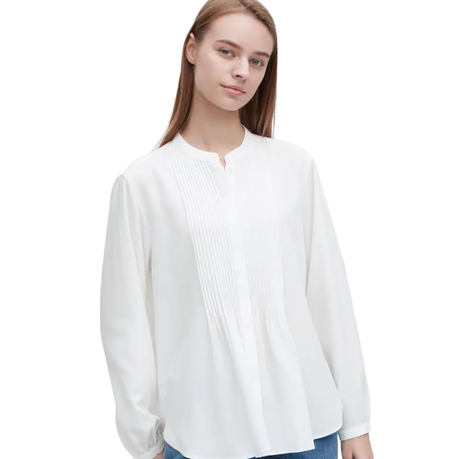 

Блуза Uniqlo Viscose Pintucked Long Sleeved, белый