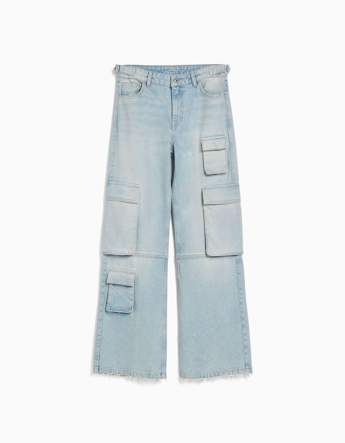 

Джинсы Bershka Faded Multi-pocket Cargo, светло-голубой