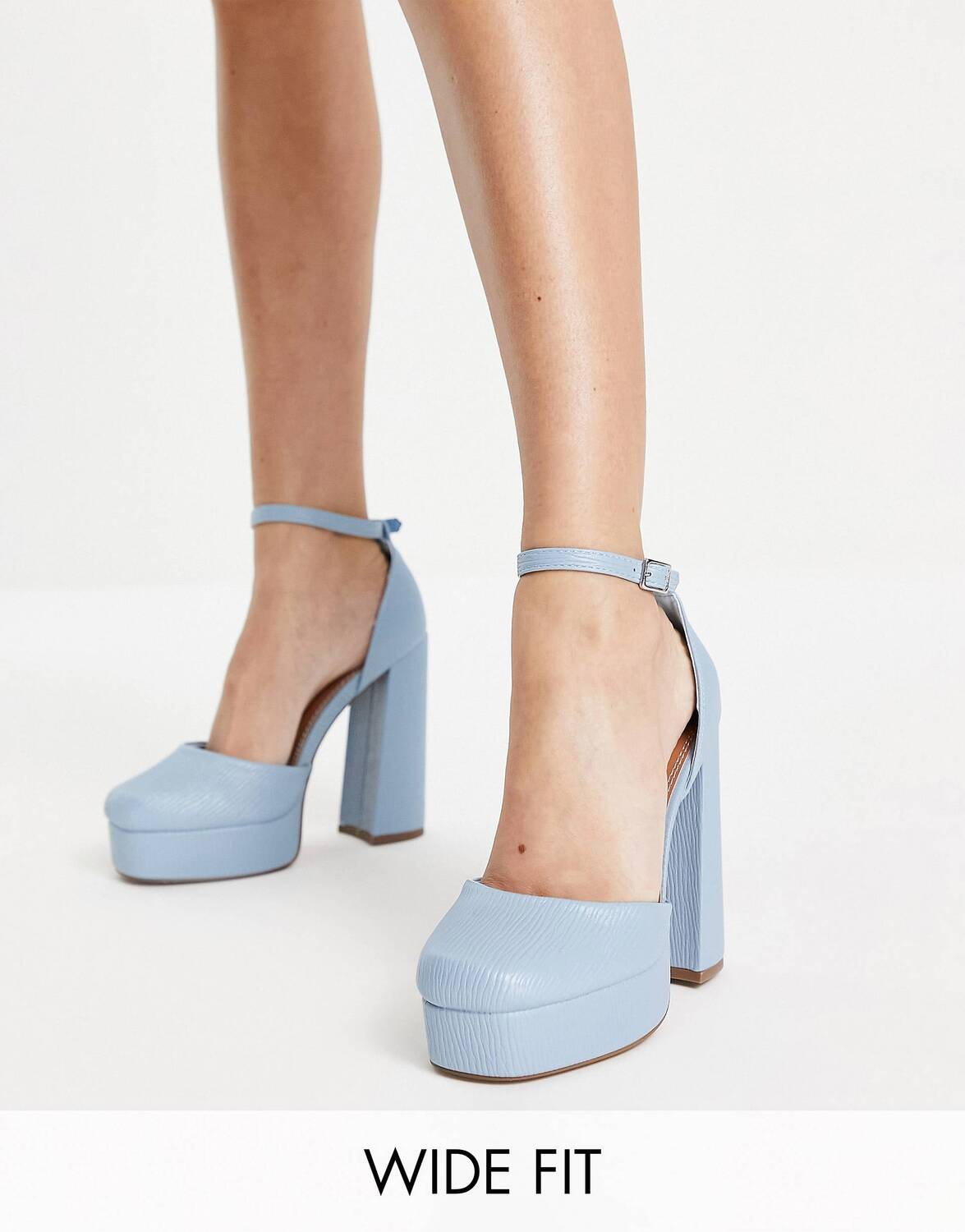 

Синие туфли на высоком каблуке на платформе ASOS DESIGN Priority Wide Fit, Синий