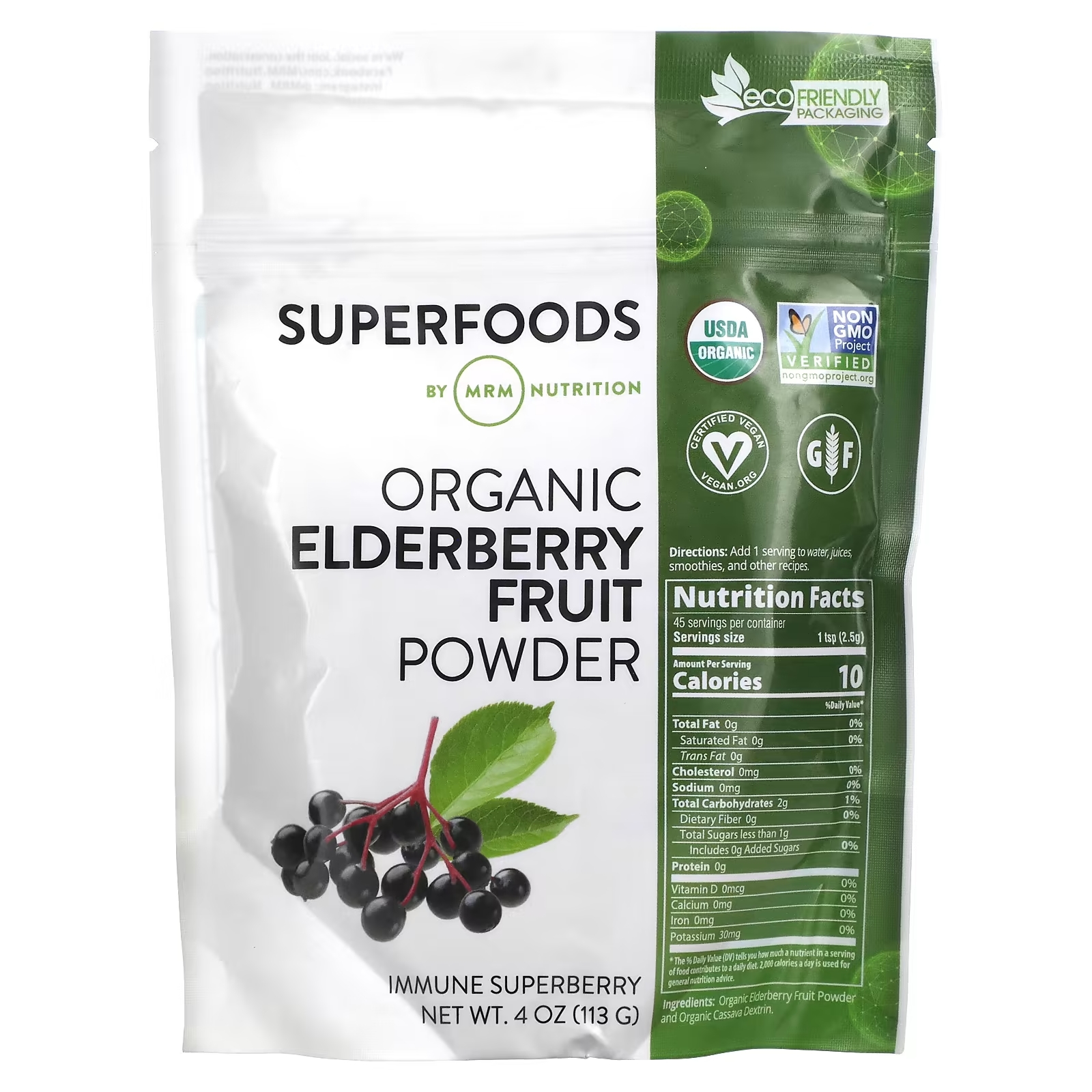 MRM Nutrition Organic Elderberry Fruit Powder, 113 г mrm nutrition organic elderberry fruit powder 4 oz 113 g