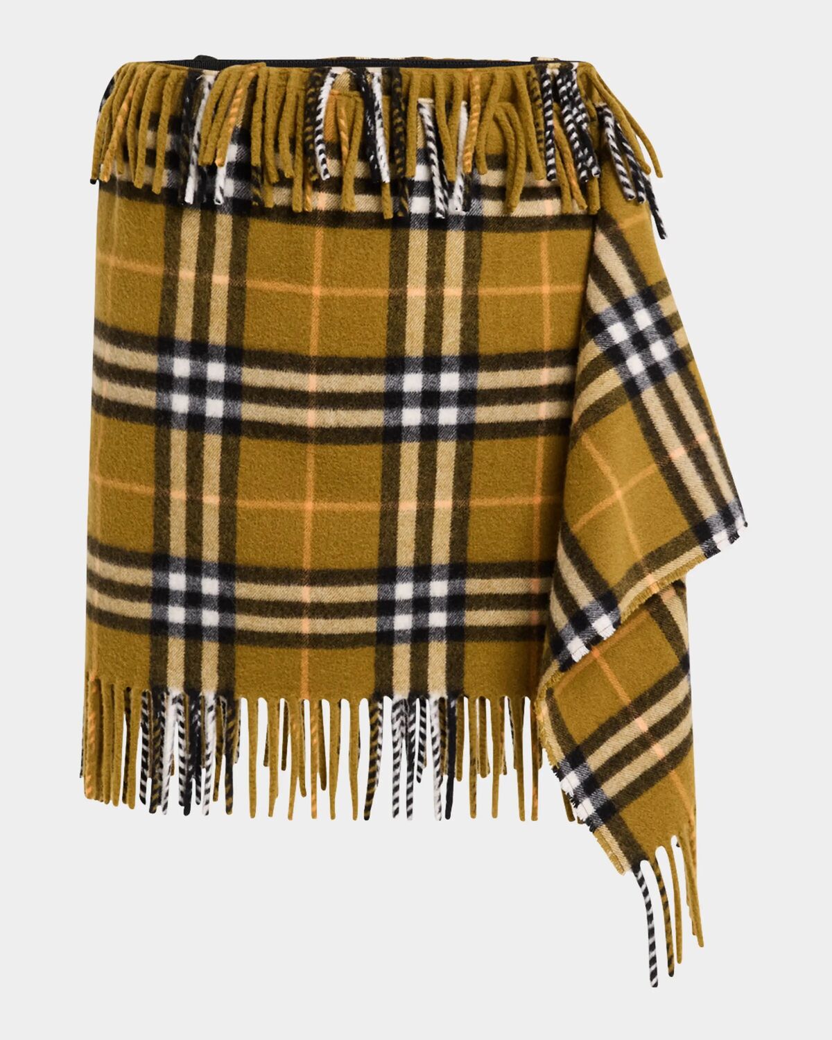 

Мини-юбка в клетку с запахом и бахромой Burberry, цвет Oxide