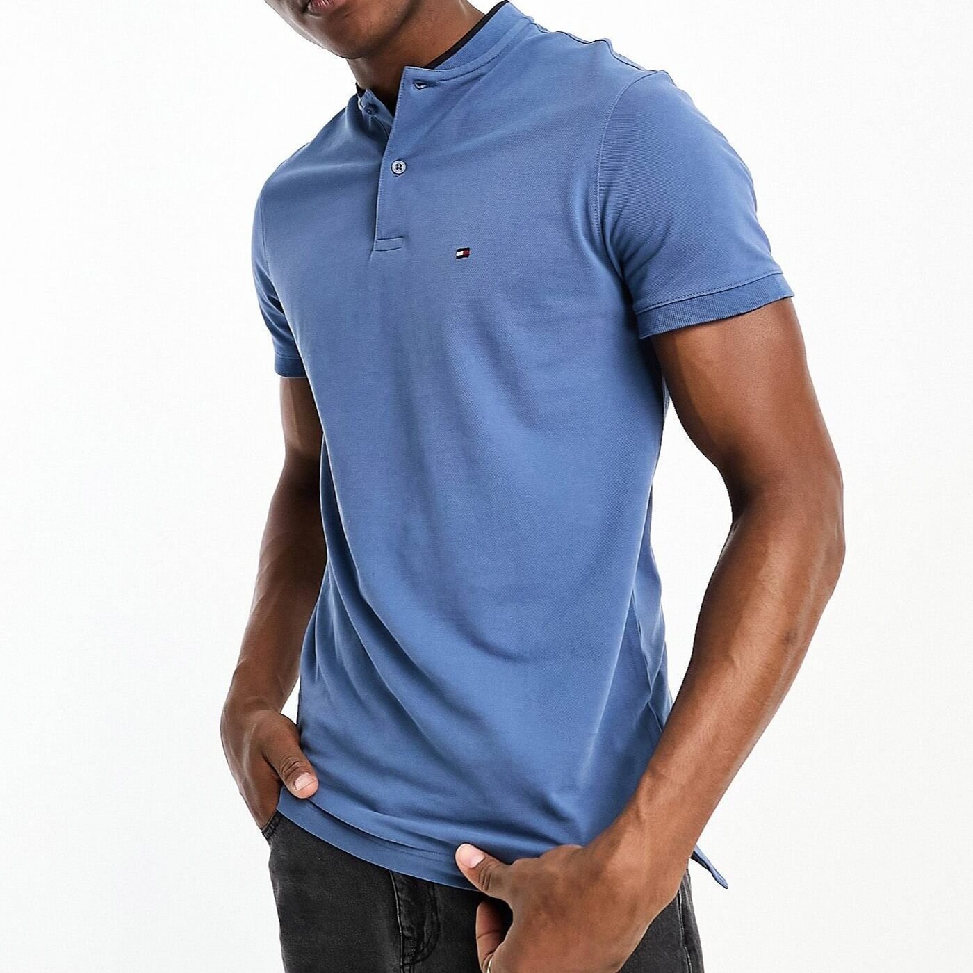 

Футболка поло Tommy Hilfiger Collar Logo Slim, голубой, Синий
