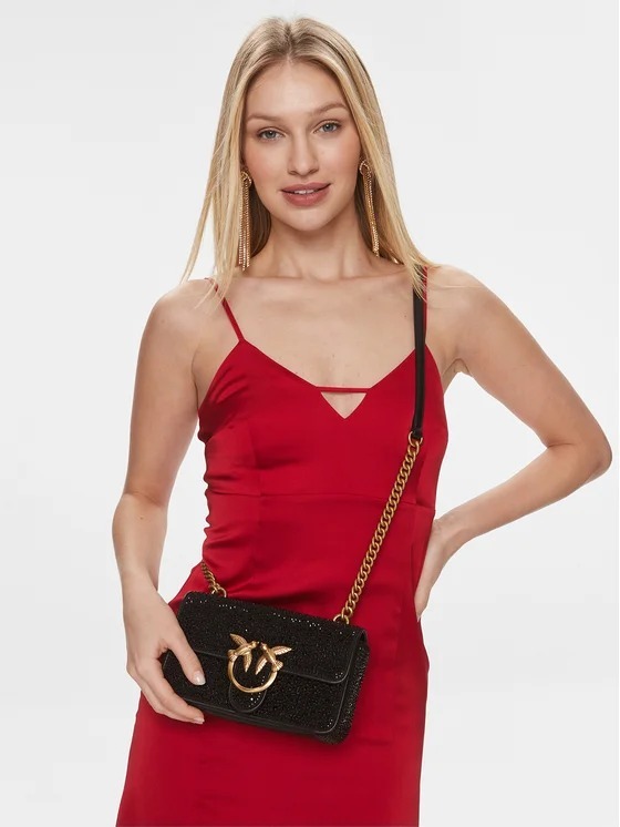 

Сумка FULLY RHINESTONED MINI LOVE BAG ONE IN SUEDE Pinko, черный