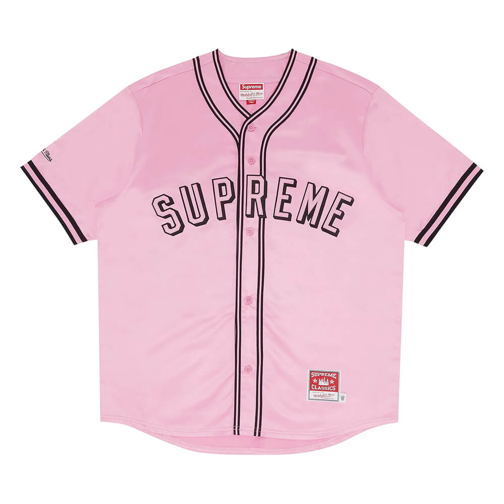 Заказать Бейсбольное джерси Supreme x Mitchell & Ness Satin, розовый –  цены, описание и характеристики в «CDEK.Shopping»