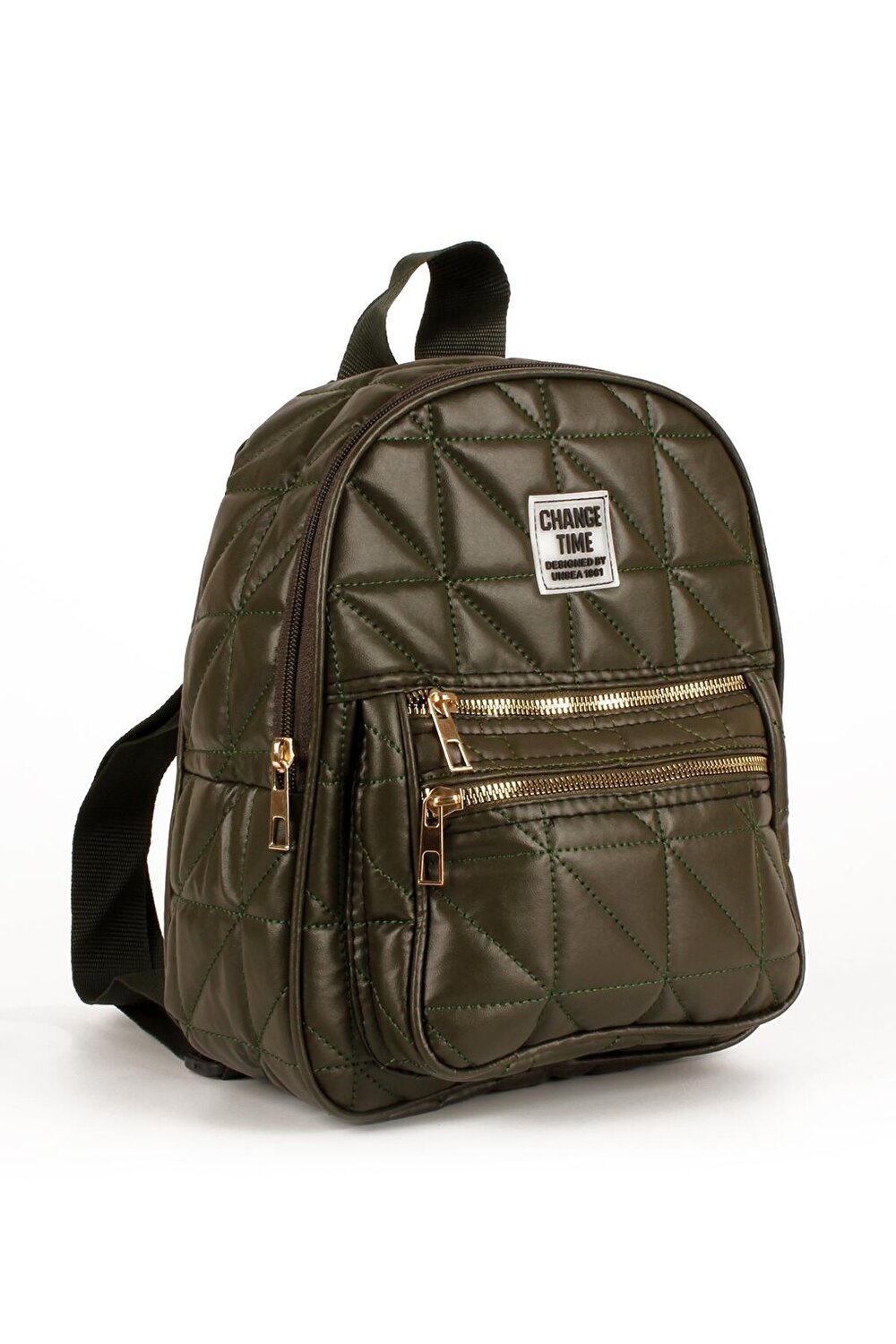 

Женский стеганый рюкзак с двумя карманами и надписью (10642) Luwwe Bags, хаки