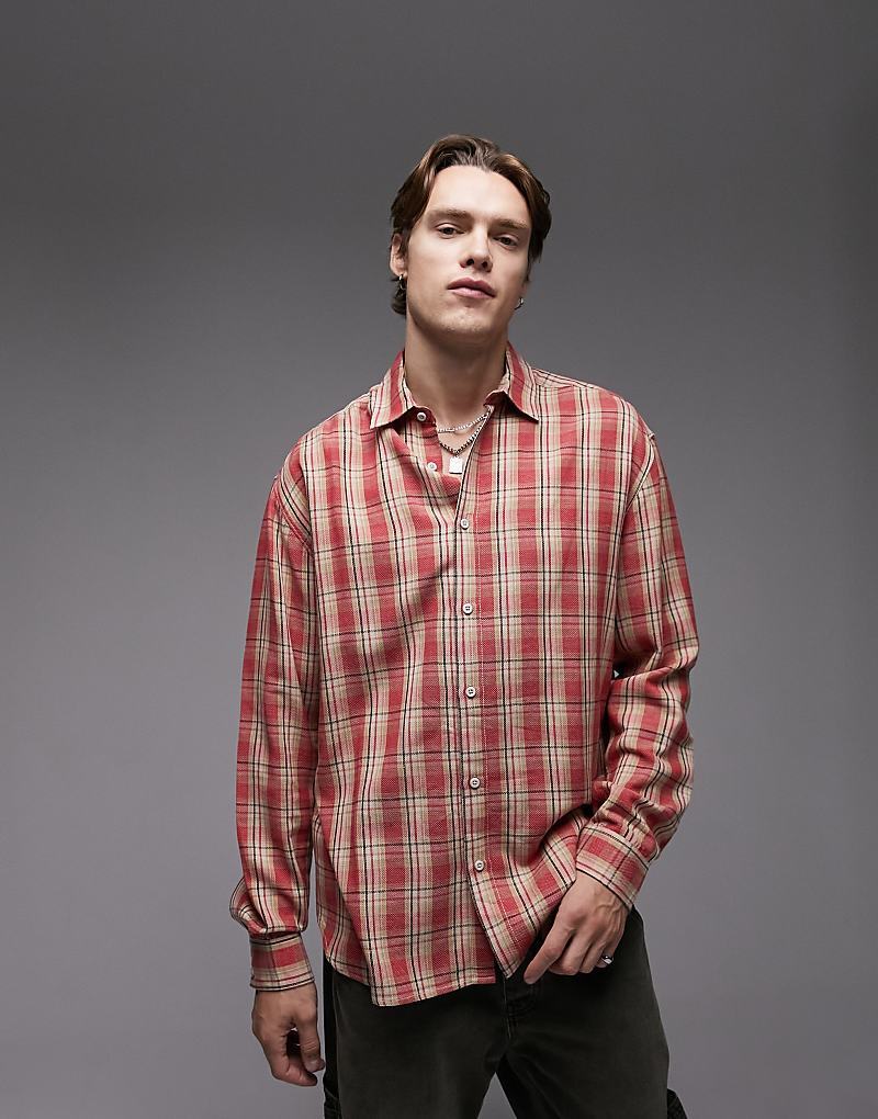 

Розовая тканая рубашка свободного кроя с длинными рукавами Topman