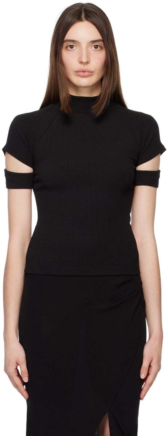 

Черная футболка с вырезом Helmut Lang, Черный