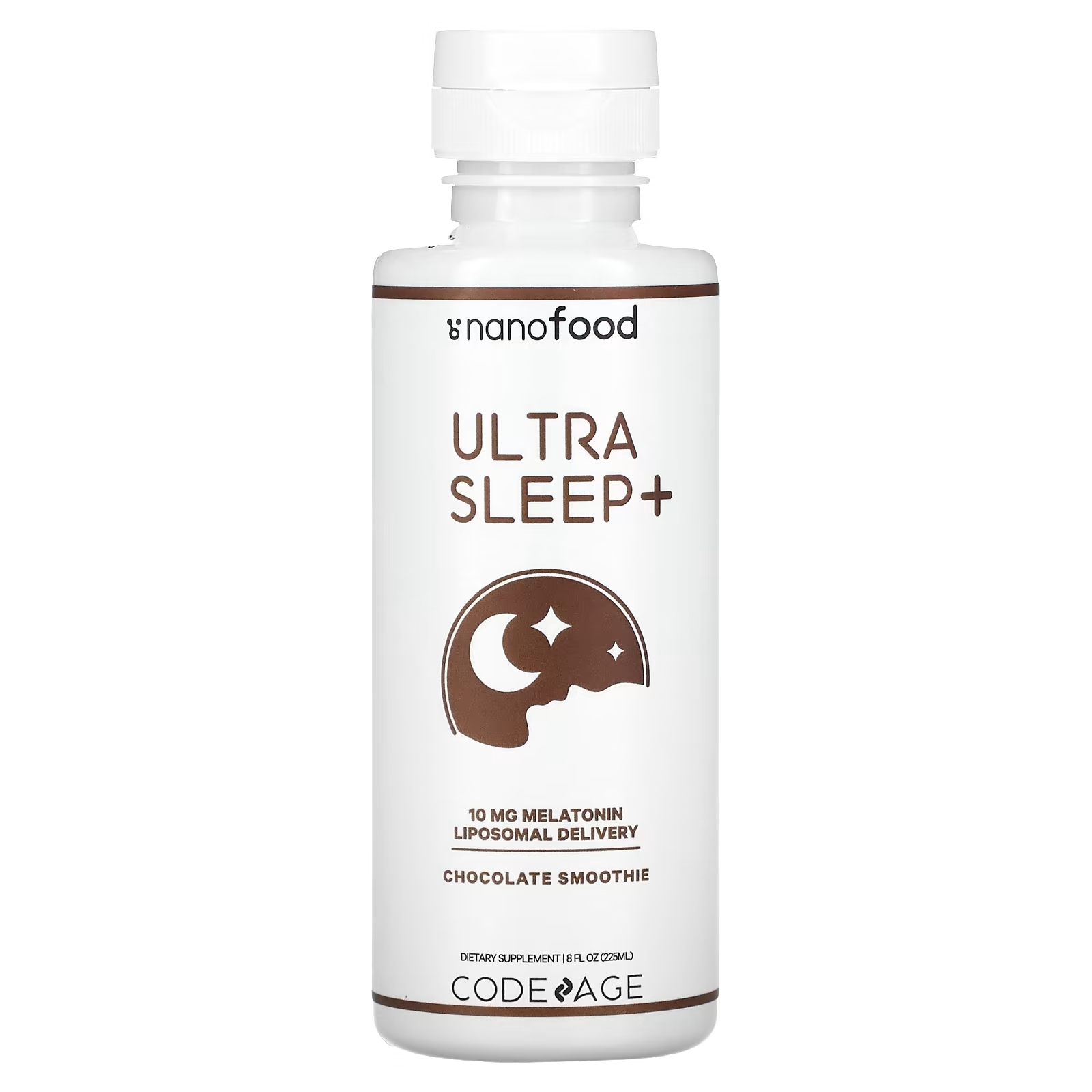 Codeage Ultra Sleep + 10 мг мелатонина липосомальная доставка шоколадный смузи, 225 мл пищевая добавка codeage для сна шоколадный смузи 225 мл