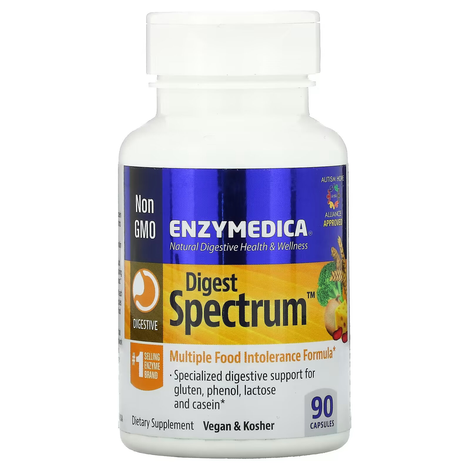 Enzymedica, Digest Spectrum, ферменты для пищеварения, 90 капсул ферменты digest spectrum 120 капсул enzymedica