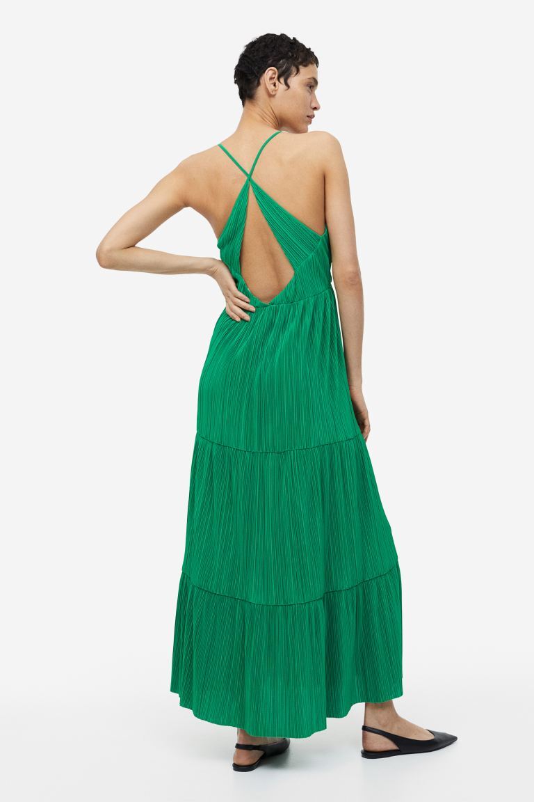 

Плиссированное платье макси H&M, зеленый