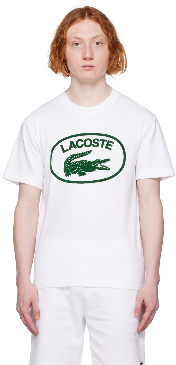 

Белая футболка свободного кроя Lacoste