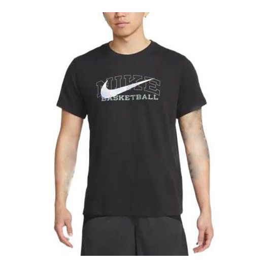 Футболка Men's Nike Solid Color Large Logo Printing Round Neck Pullover Short Sleeve Black T-Shirt, Черный