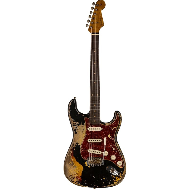 

Fender Custom Shop Limited Edition Roasted 61 Stratocaster Super Heavy Relic Aged Black Over 3 Color Sunburst Электрогитара 9235001500