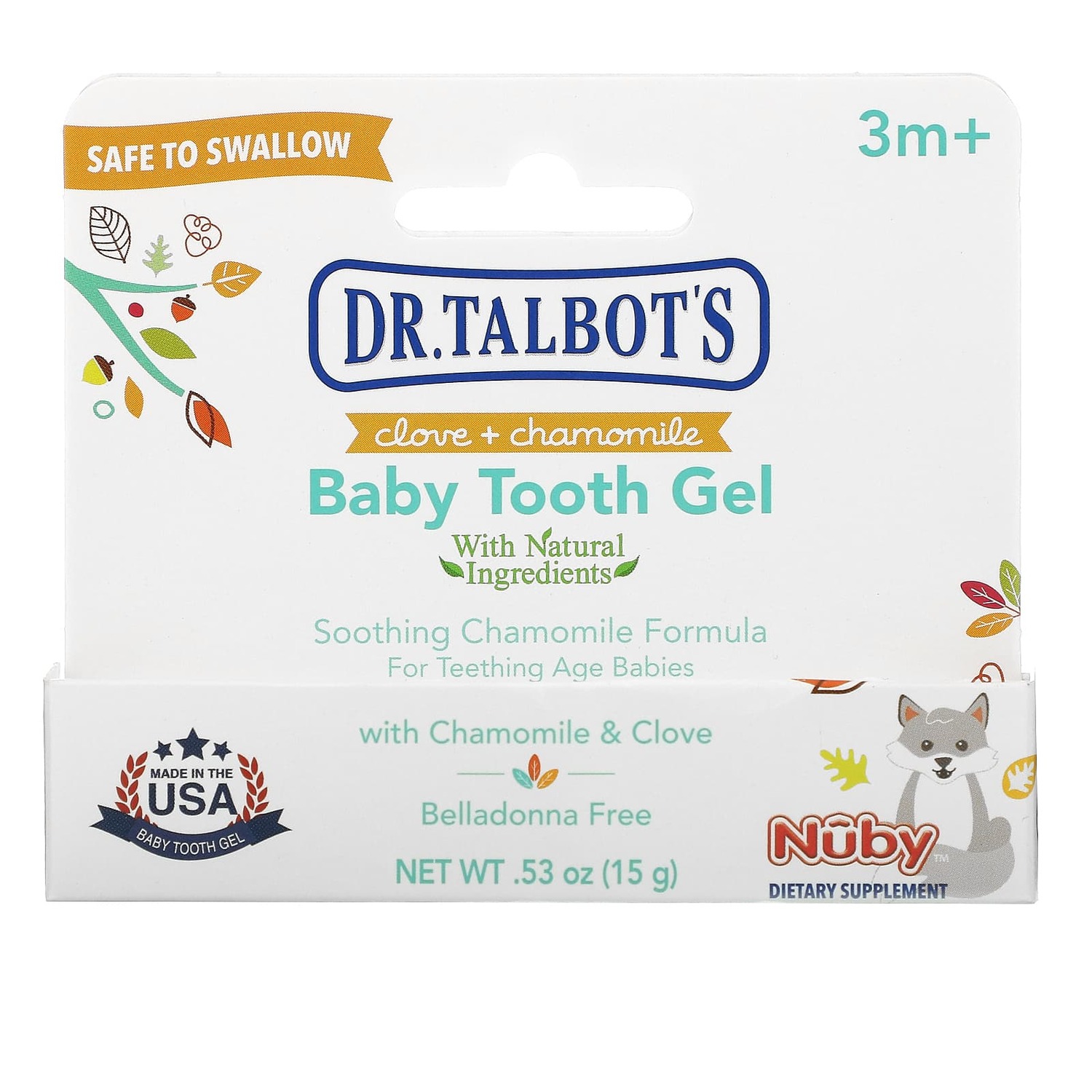 

Детский Зубной Гель Dr. Talbot's, гвоздика / ромашка, 15 г