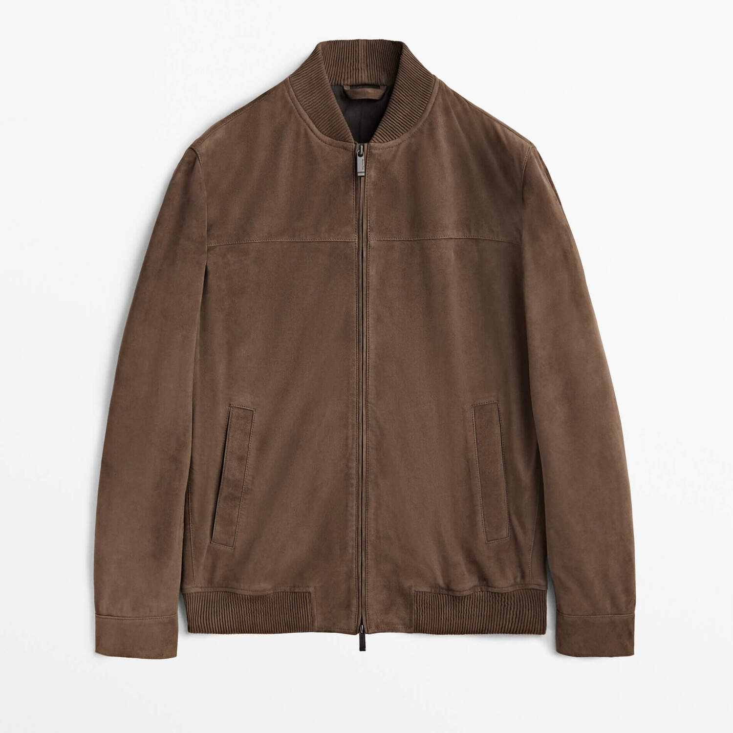 

Куртка-бомбер Massimo Dutti Suede Leather, серый
