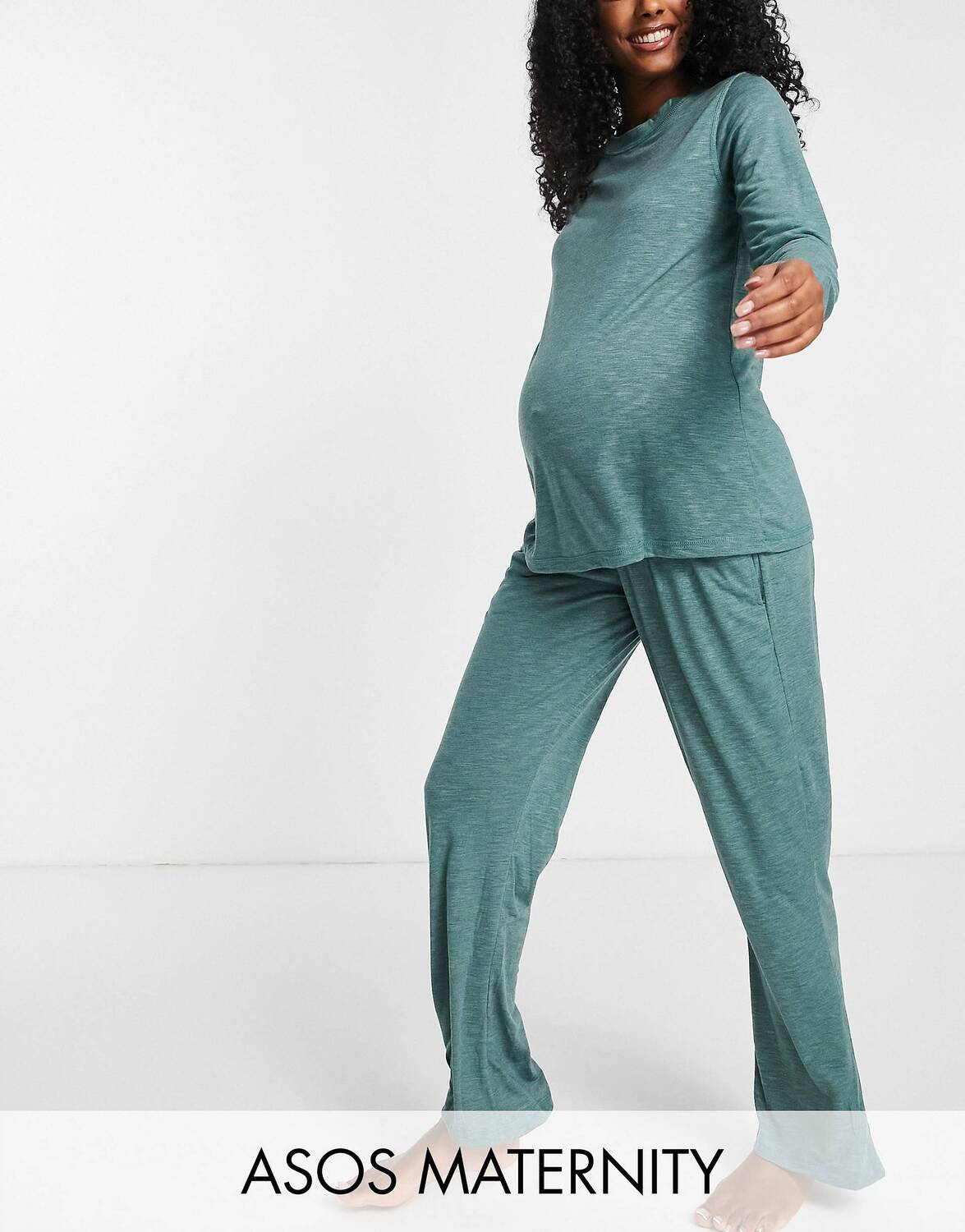 

Темно-бирюзовый пижамный комплект с длинными рукавами и брюками ASOS DESIGN Maternity