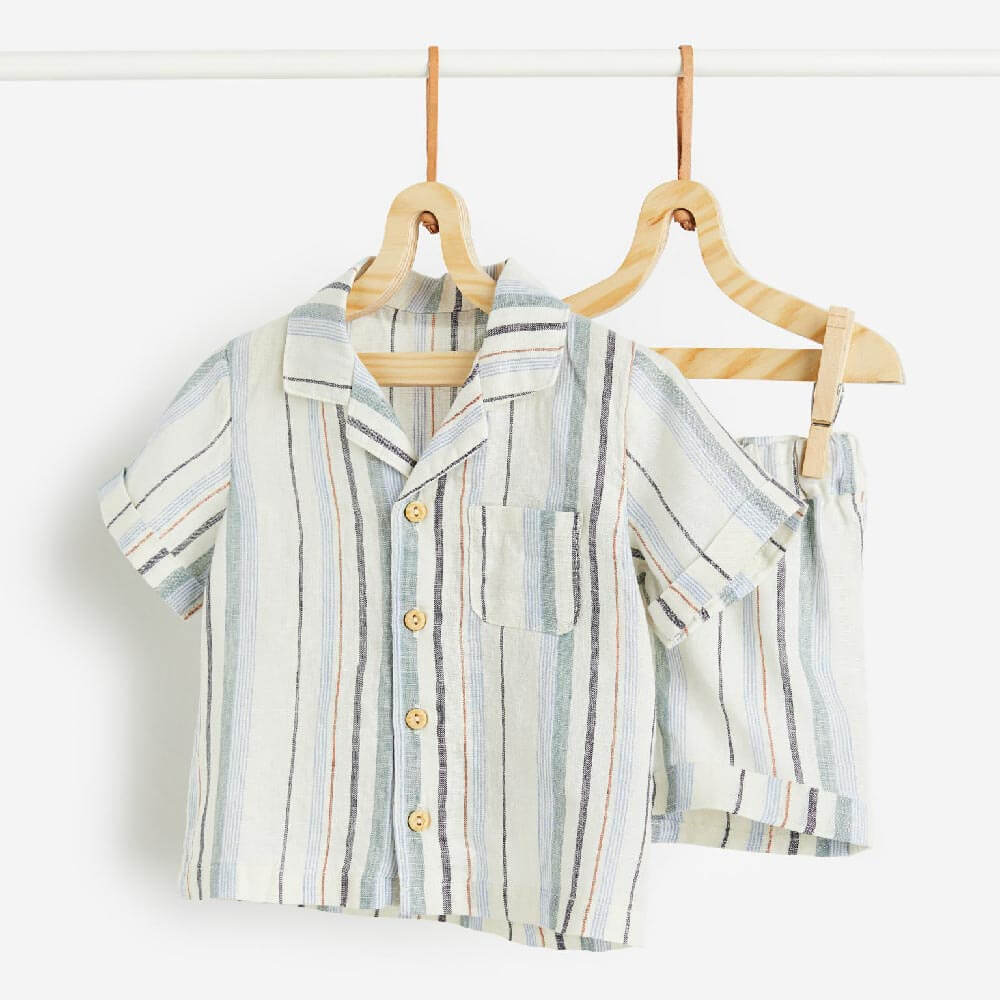 

Комплект детского белья H&M, 2 предмета, синий/бежевый