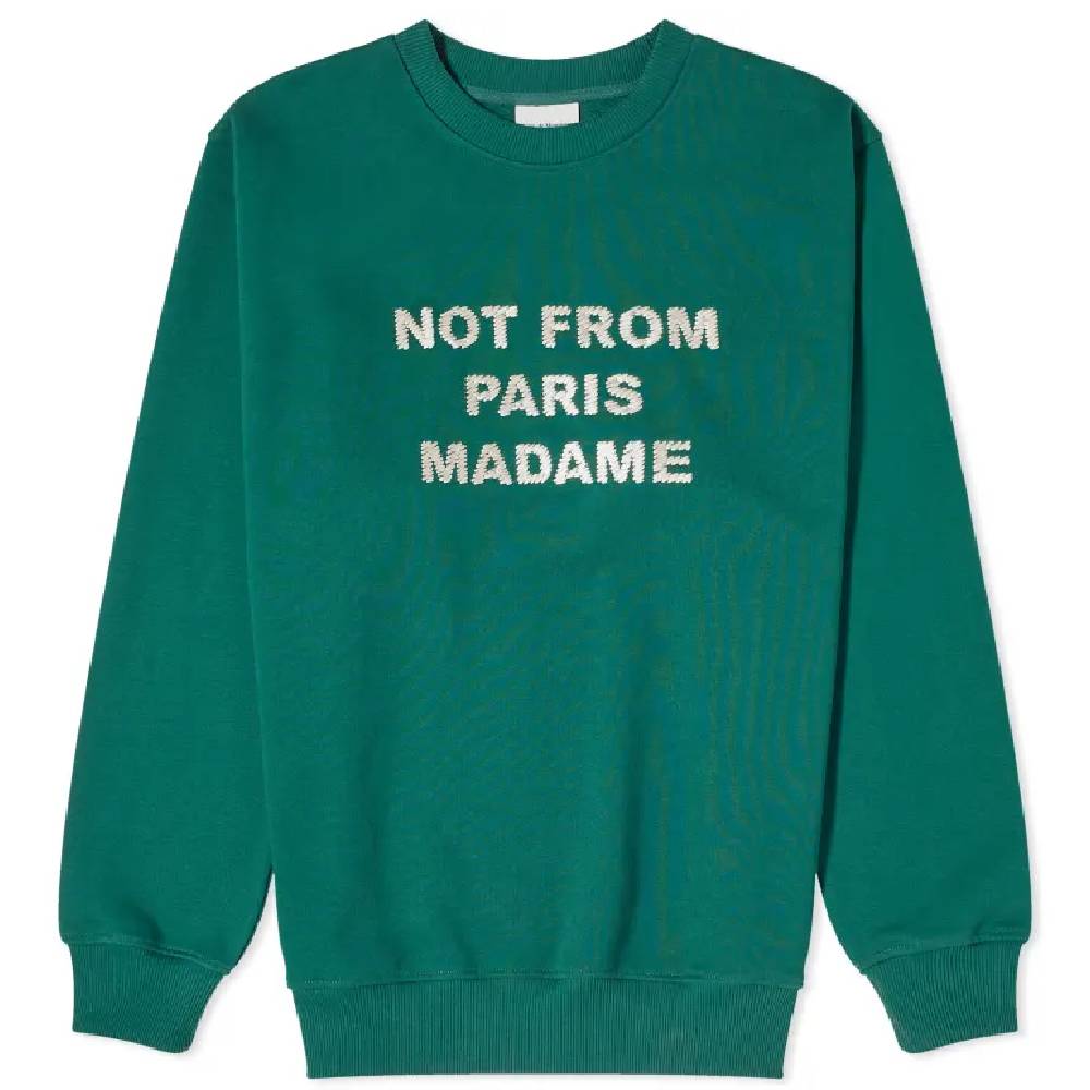 Толстовка Drole De Monsieur Not From Paris Madame Crew, зеленый туфли для ходьбы first mini simone monsieur madame costaud bons baisers de paname цвет blanc