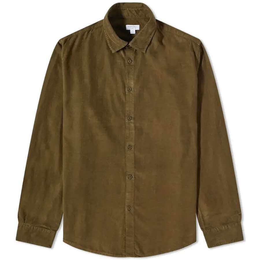 

Рубашка Sunspel Corduroy Button Down, темно-зеленый