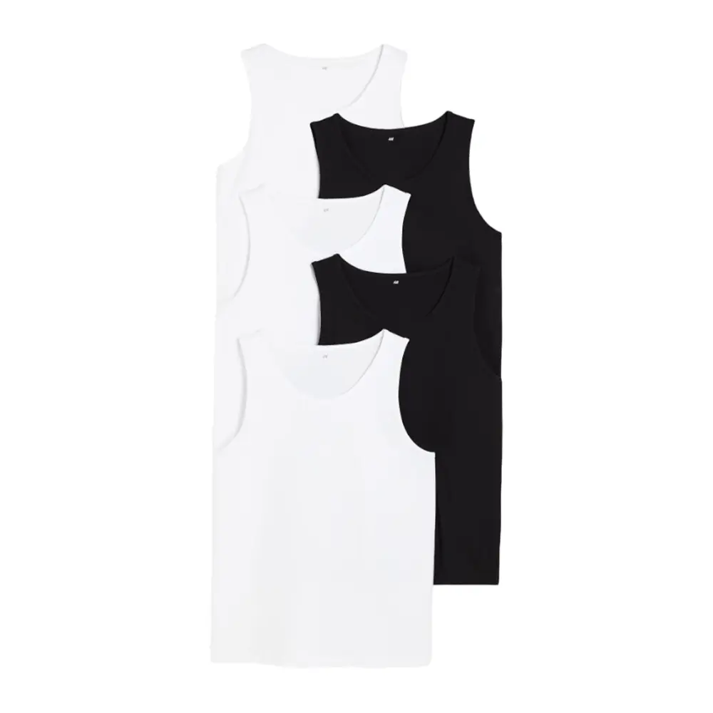 

Майка H&M 5-pack Regular Fit, черный/белый