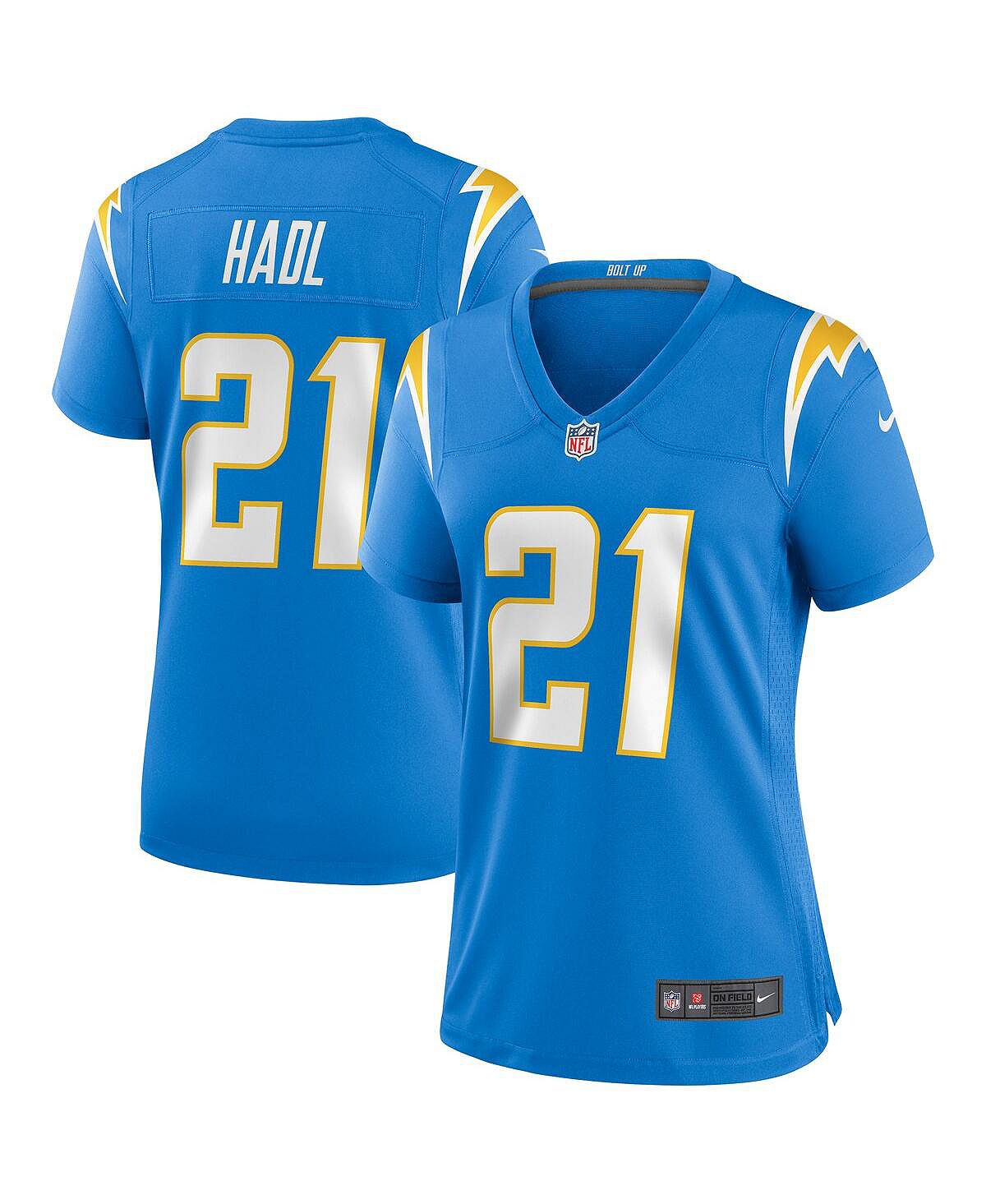 Женская футболка john hadl powder blue los angeles chargers game для пенсионеров Nike, синий