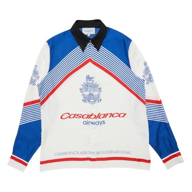

Рубашка Casablanca Long-Sleeve Silk Shirt 'Casablanca Airways', белый