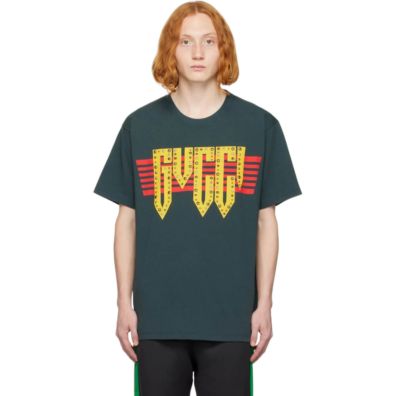 

Футболка Gucci Studded, черно-зеленый