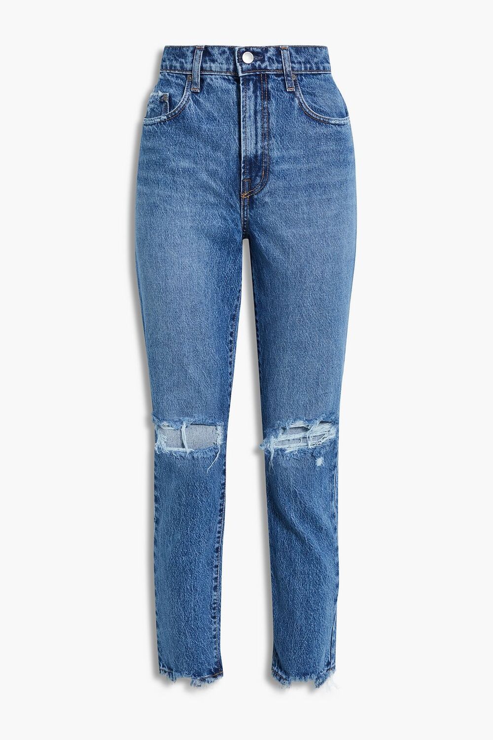 

Джинсы Frankie узкого кроя с высокой посадкой и потертостями. Nobody Denim, синий