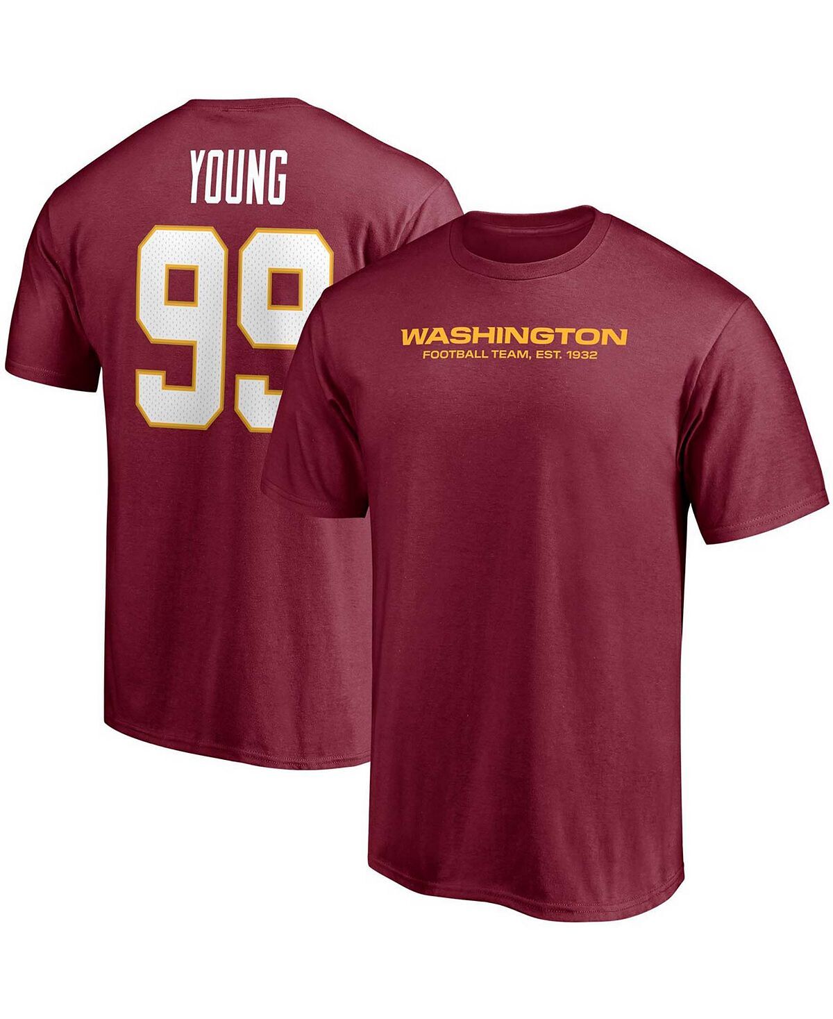 

Мужская футболка chase young burgundy washington football team player с именем и номером Fanatics
