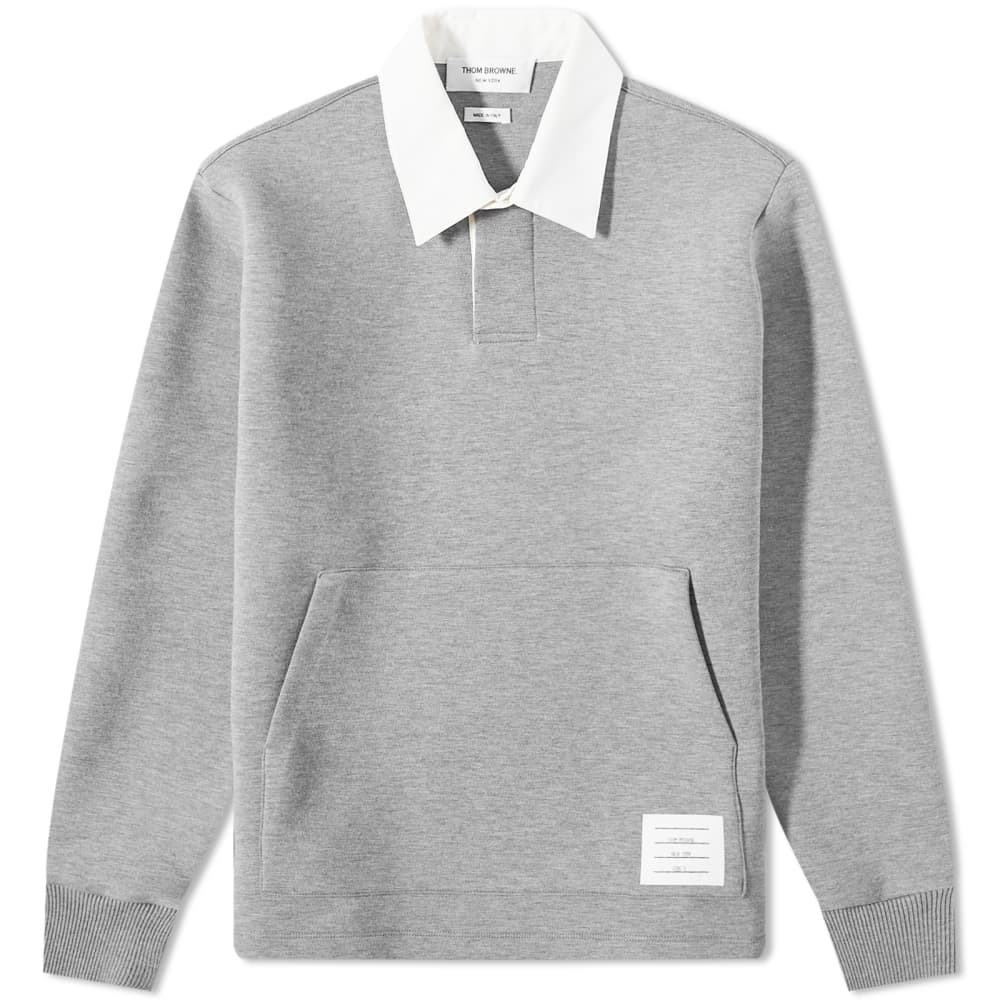 

Футболка Thom Browne Contrast Collar Long Sleeve Polo, Серый