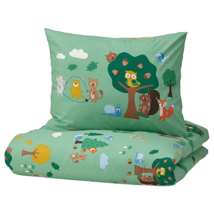 

Комплект детского постельного белья Ikea Brummig Forest Animal , 2 предмета, 140x200/80x80, мультиколор