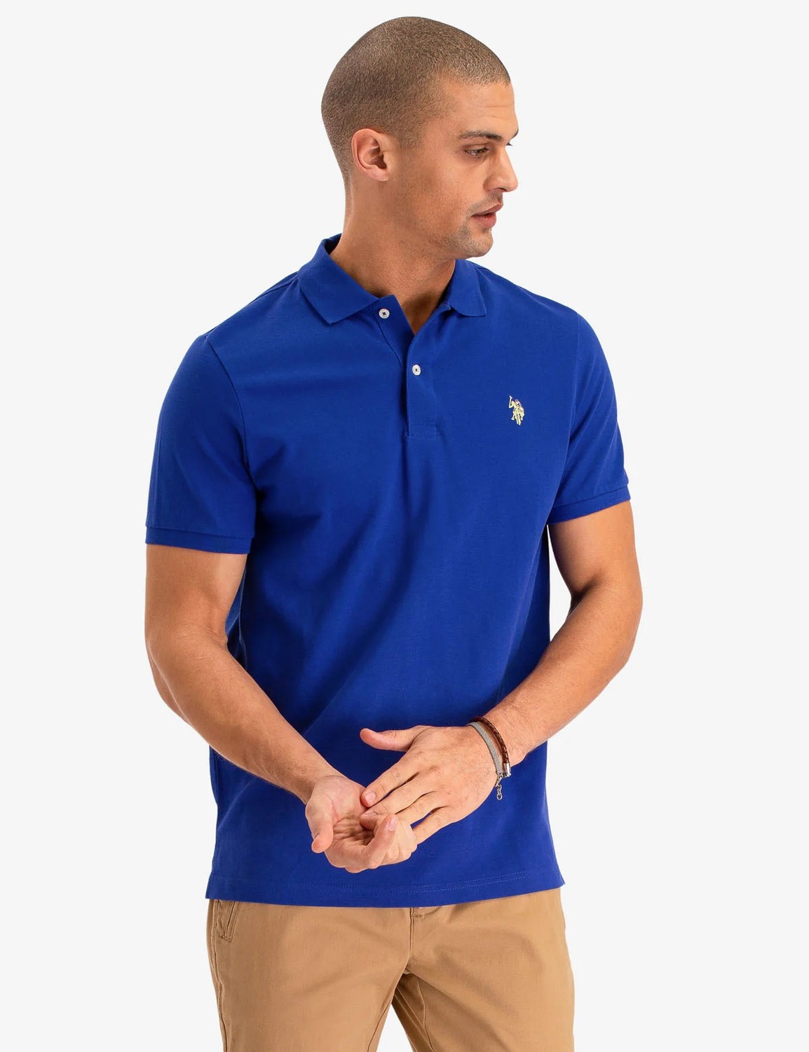 

Футболка поло U.S. Polo Assn. Solid Pique Small Logo, ярко-синий/желтый