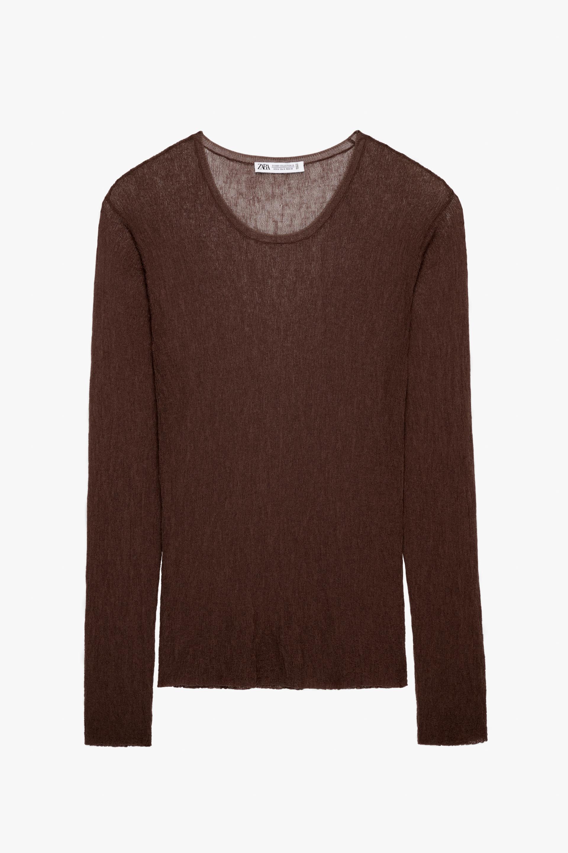 Свитер Zara Textured Limited Edition, коричневый свитер textured zara морской синий