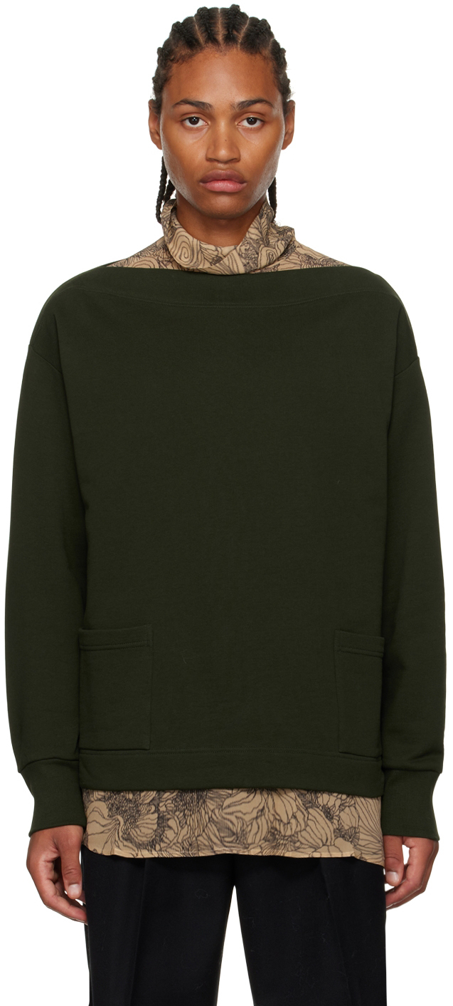 

Зеленый свитшот с открытыми плечами Dries Van Noten