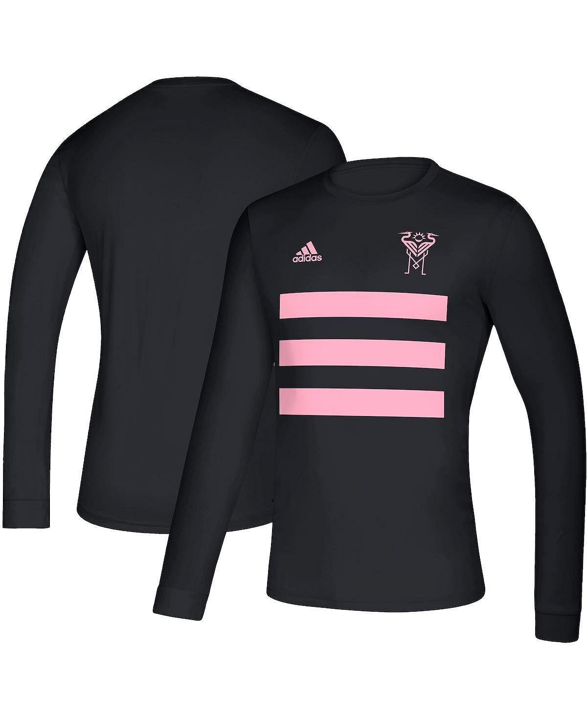 

Мужская черная футболка с длинным рукавом inter miami cf three stripe life pitch adidas, черный