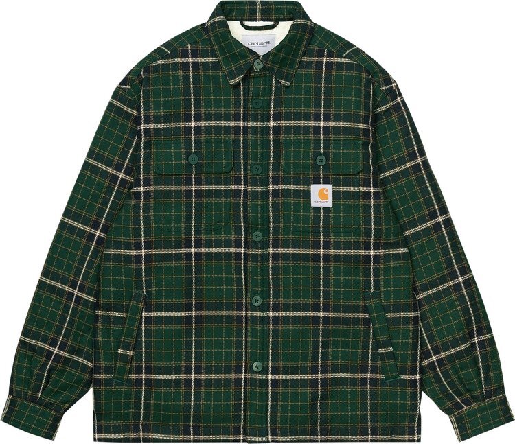 

Рубашка Carhartt WIP Archer Shirt Jacket 'Archer Check Grove', зеленый