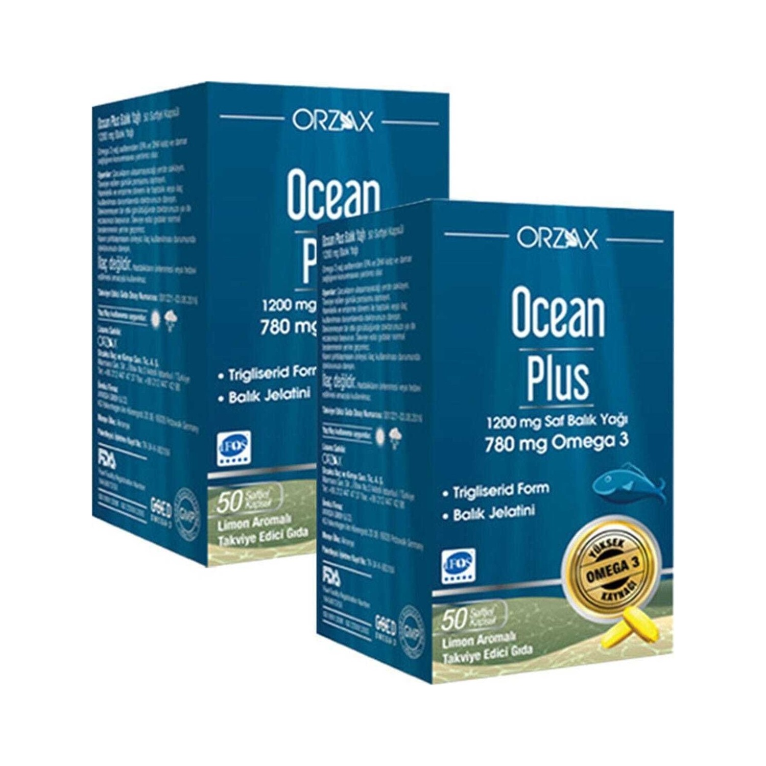 Омега-3 Plus Orzax 1200 мг, 2 упаковки по 50 капсул омега 3 plus orzax ocean 1200 мг со вкусом лимона 2 упаковки по 50 капсул