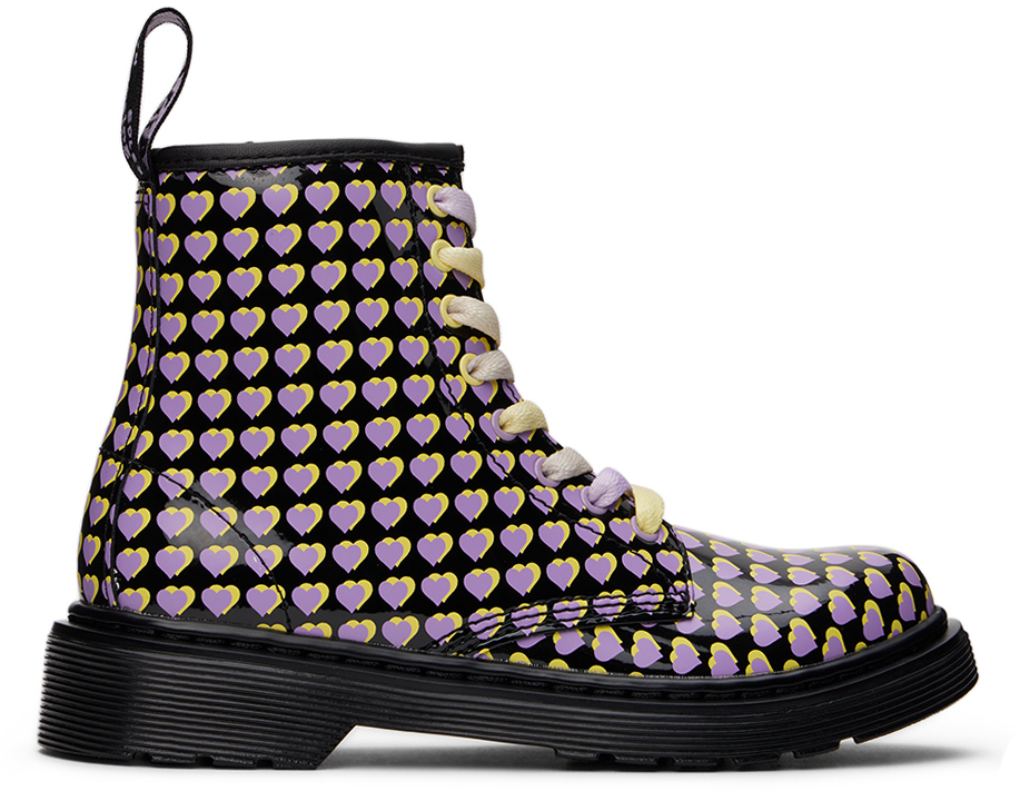 

Детские черные ботинки для больших детей 1460 с сердечным принтом Dr. Martens