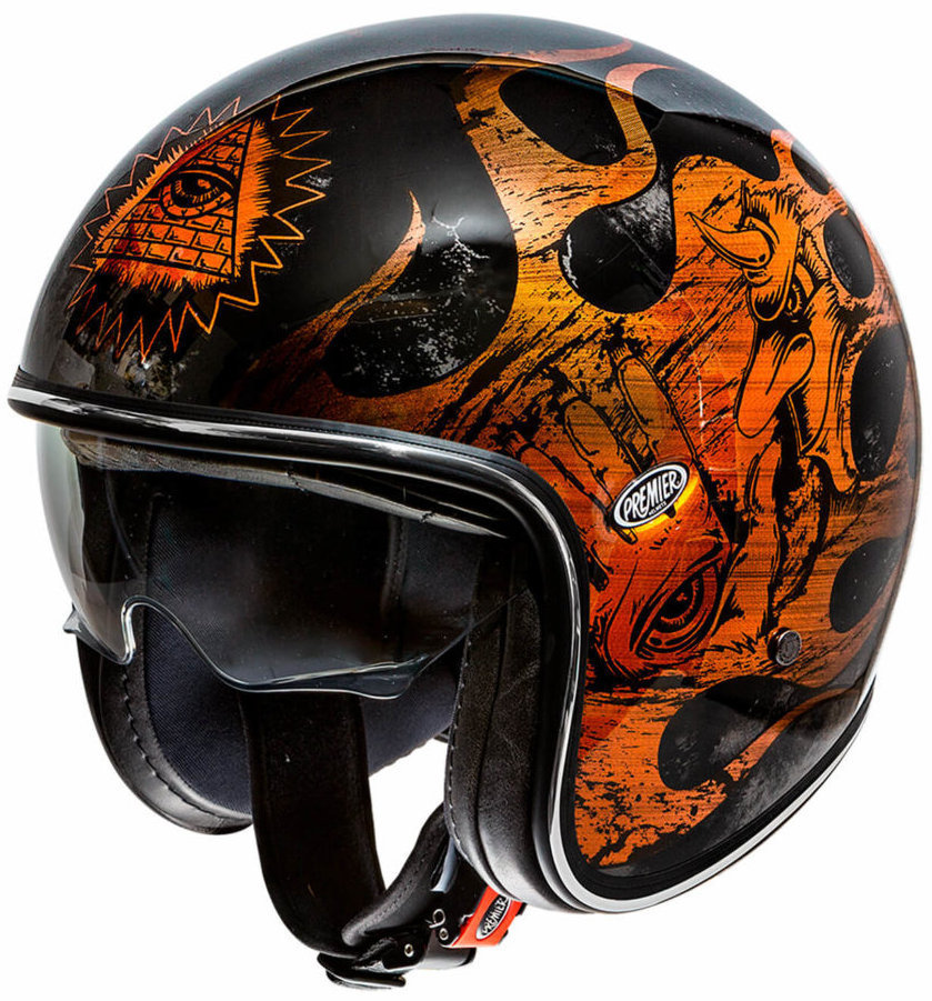 Шлем мотоциклетный Premier Vintage BD Chromed, оранжевый