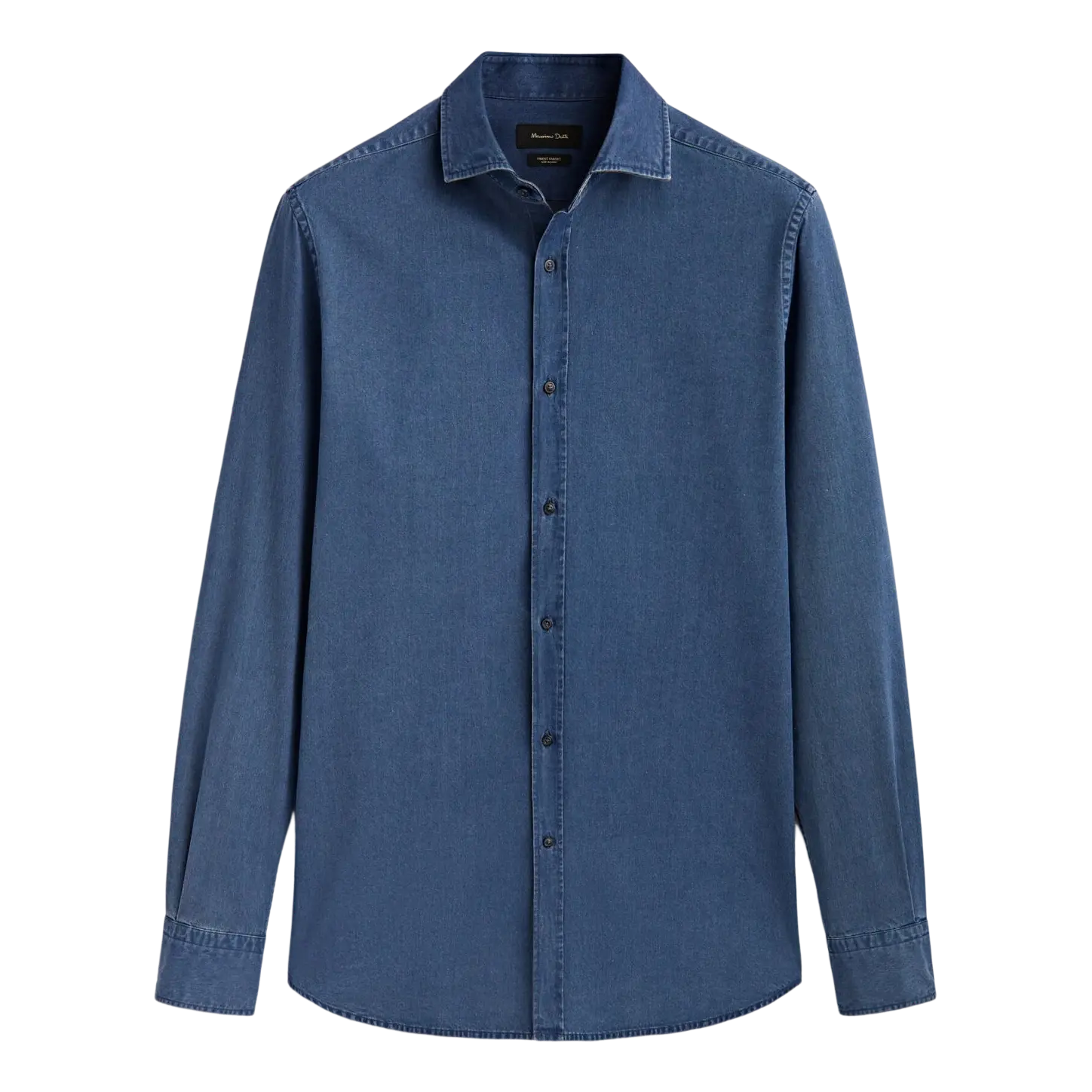 

Рубашка Massimo Dutti 100% Cotton Denim Slim Fit, голубой