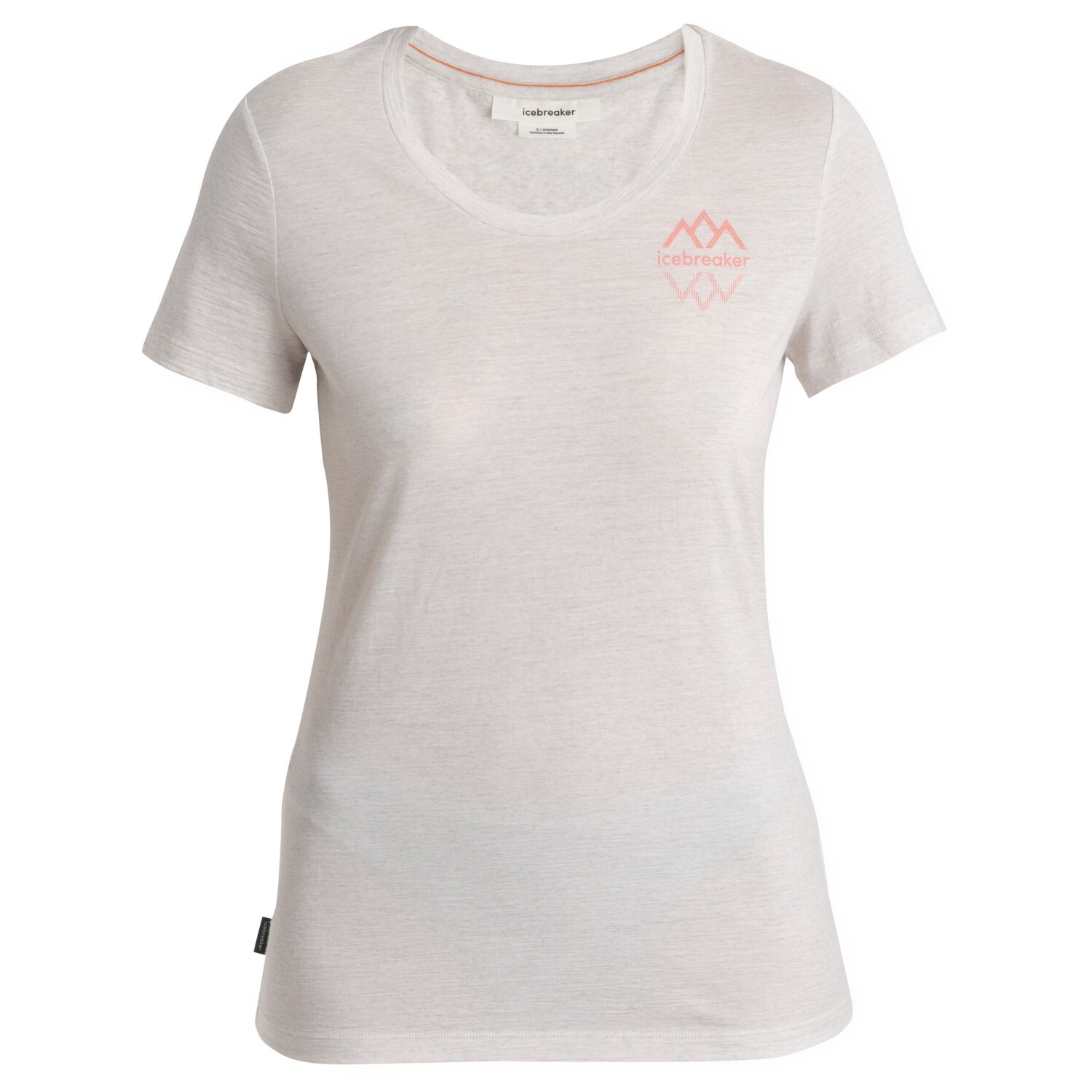 

Рубашка из мериноса Icebreaker Women's Tech Lite III S/S Scoop IB Logo, цвет Ecru Heather, Серый