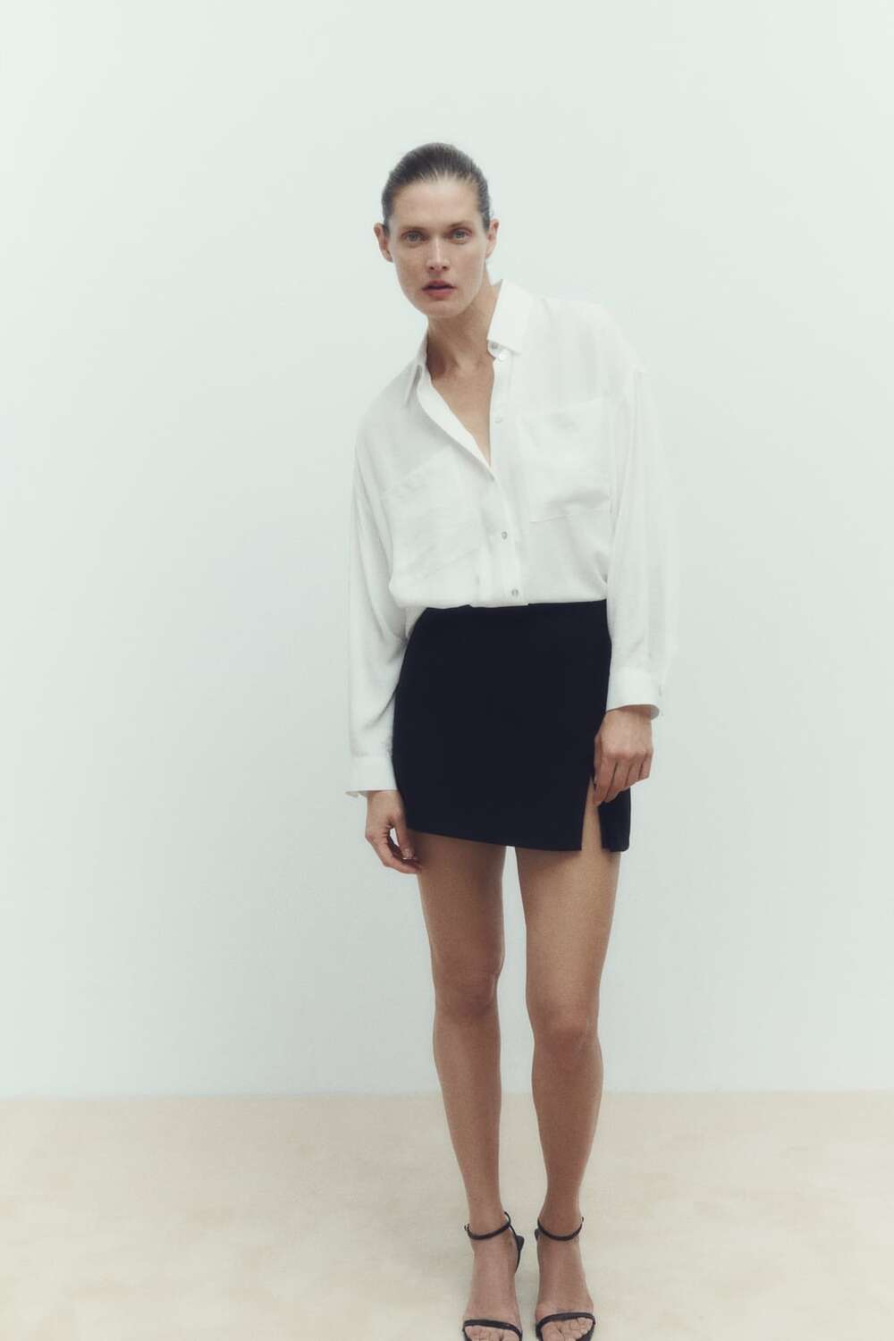 

Струящаяся рубашка оверсайз ZARA, белый