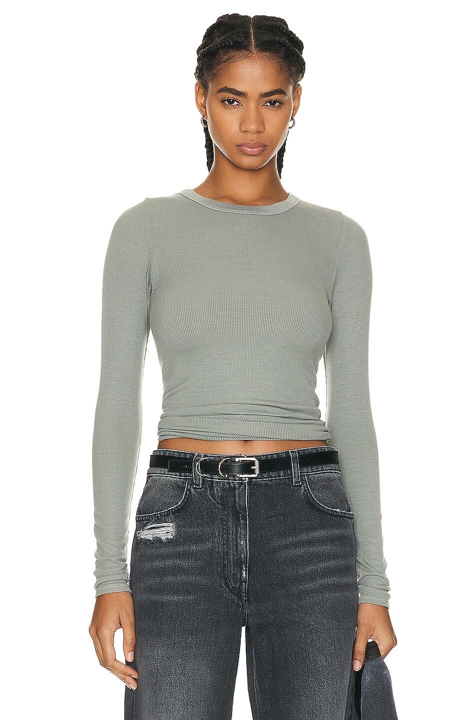 

Топ Enza Costa Silk Knit Long Sleeve Crewneck, цвет Alpine Frost