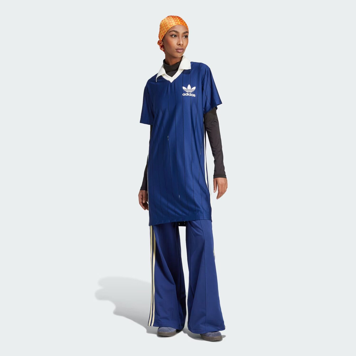 

Платье с вязаным воротником и короткими рукавами Adidas, цвет Dark Blue