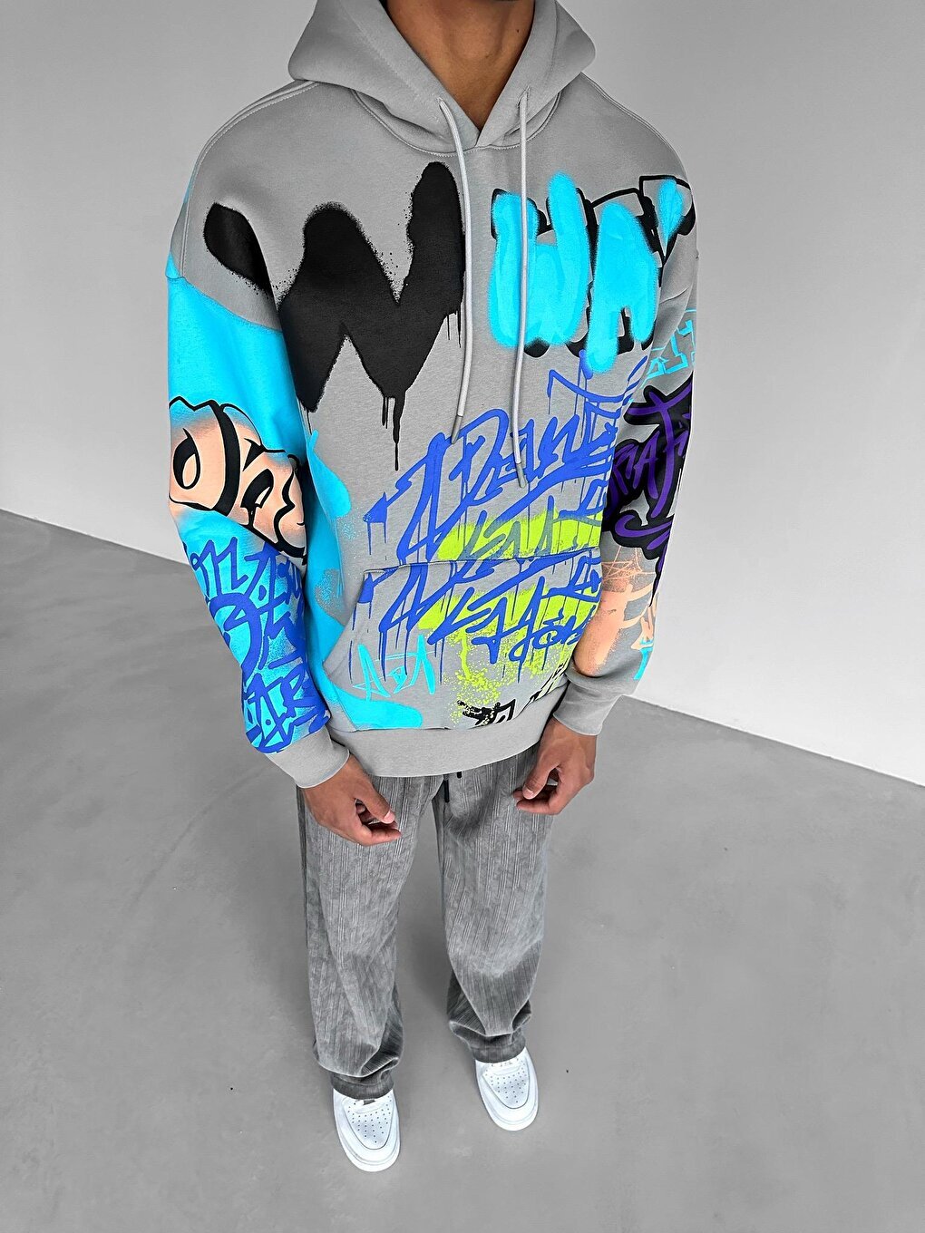 

Толстовка с капюшоном Oversize Graffiti Серая ablukaonline, Серый
