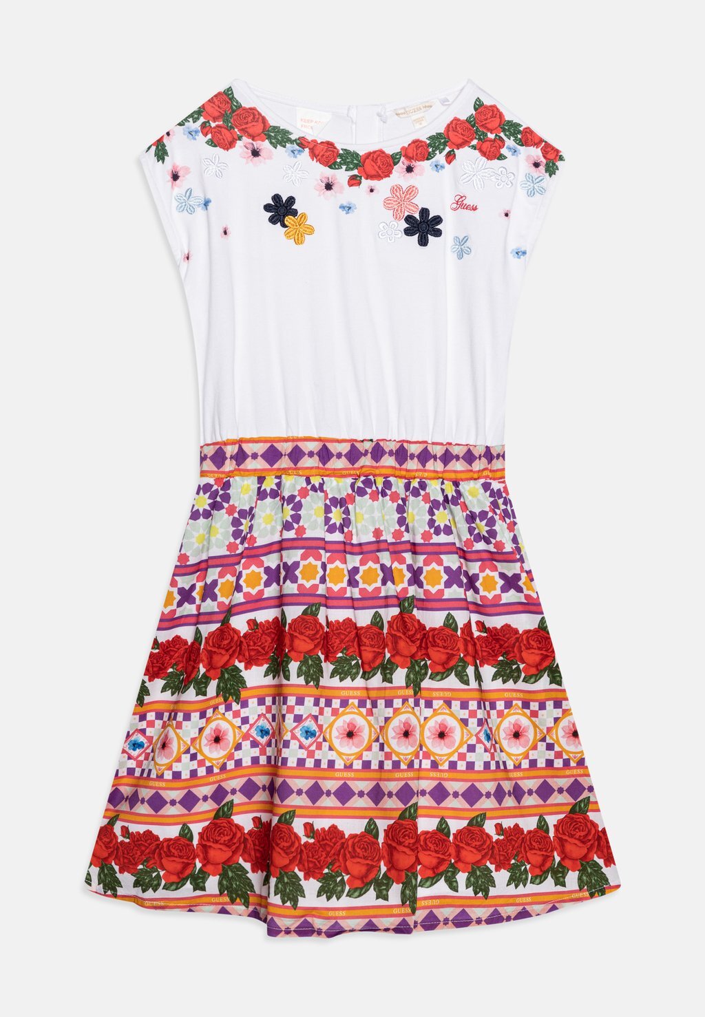 цена Платье из джерси JUNIOR MIXED DRESS Guess, цвет pure white